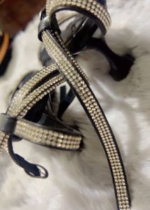 embellished Black Flat Sandals
