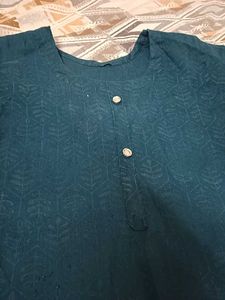 Teal Embroidered Kurti