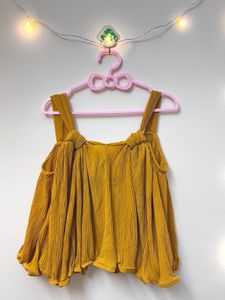 Pleated Tie-Strap Mustard Top