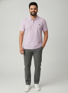 Men's Lavender Zip Polo T-Shirt