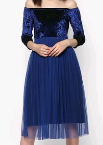 Velvet Off-Shoulder Tulle Dress