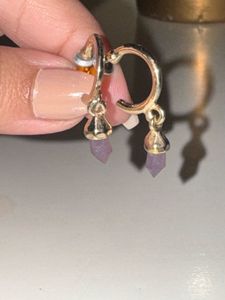Accessorize Gold Hoop Earrings with Purple Gemston
