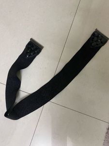 Sparkly Elastic Belt with Black Gem Detail