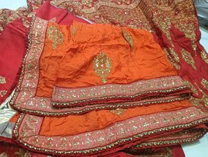 Stunning Orange &amp; Red Embroidered Lehenga Choli