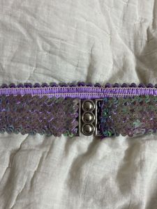 💜🩵🤍Iridescent Sequin Snap Belt ✨