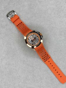 Stylish Orange Skeleton Watch