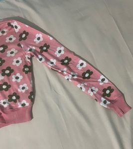 Pink Floral Button-Up Cardigan