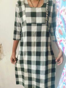Black And White Checks Kurti