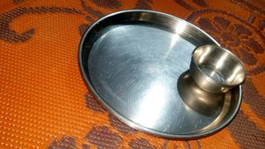 Set of 3 Stainless Steel Thali Plates with Bowls