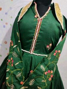 Elegant Green Embroidered Ethnic Gown