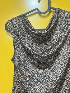 Leopard Print Cowl Neck Top
