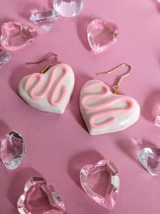 White Candy Heart Earrings