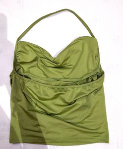 Olive Green Ruched Halter Top