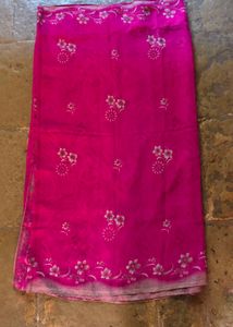 Vibrant Pink Floral Print Saree