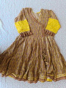 Yellow Printed Anarkali Kurta
