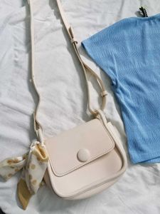 blue cute bow top with sling bag