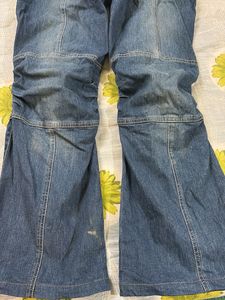 Flared Denim Cargo Pants