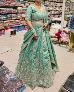 Elegant Sea Green Embroidered Lehenga Choli