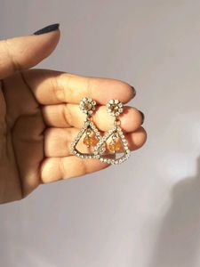 Yellow Stone Triangle Earrings