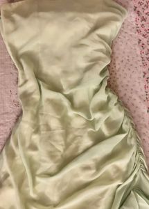 Lime Green Ruffle Strapless Dress