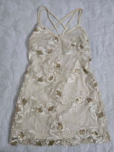 forever21 Embroidered Sheer Dress bust 32