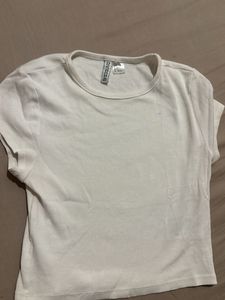Ribbed White Cropped Top