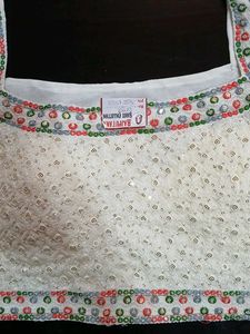 White Sequined Blouse and lengha