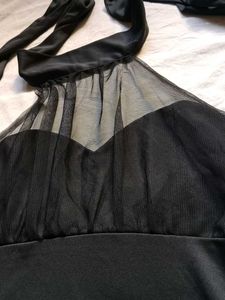 Sheer Neck Halter Dress