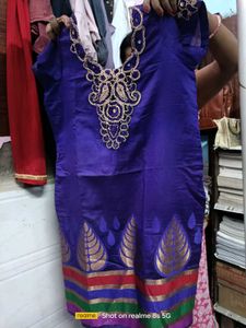 Stunning Royal Blue Kurta with Intricate Neckline