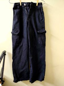 Black Wide Leg Cargo Pants