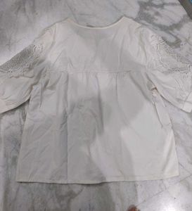 Elegant White Lace Sleeve Top