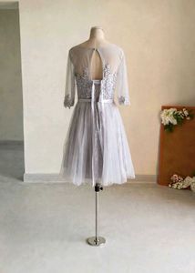 Elegant Grey Lace Tulle Dress