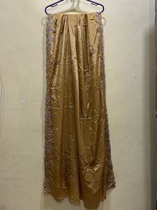 Violet &amp; Gold Colour Festive Ware Half-Saree