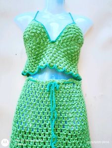 Crocheted Co-Ord Set, Skirt And Top