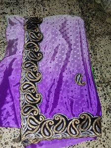 crape Gorgeous Green &amp; Purple Saree