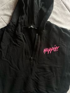 Black Cropped Hoodie - Happier Than Ever