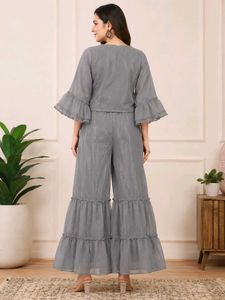 Stylish Grey Embroidered Co-Ord Set