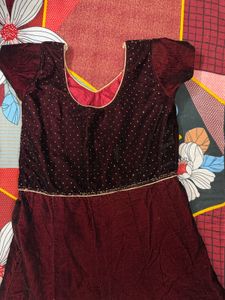 Elegant Maroon Embroidered Gown