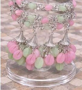 Charming Pink & Green Beaded Bangles