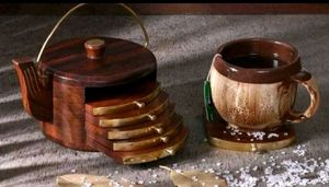 Wooden Coaster Set with Holder