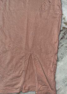 Nude V-Neck Midi Dress