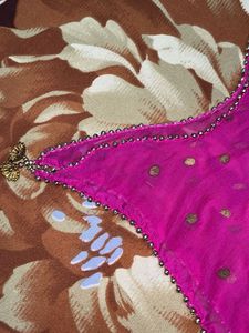 Vibrant Pink Dupatta with Gold Dots