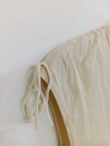 Cream V-Neck Embellished Top