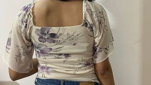 Sheer Floral Bell Sleeve Top