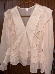 Chic Ruffled Sheer Blouse