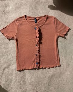Cute Ruffled Button-Up Top