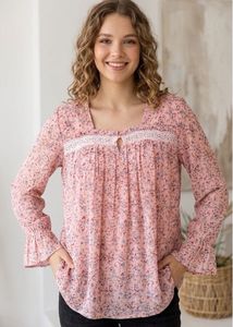 Pink Floral Print Top
