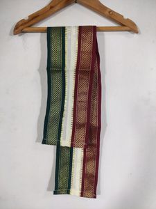Littlestars Half White Dhoti And Shelya With Maroon And Green Boarder (Boy's)