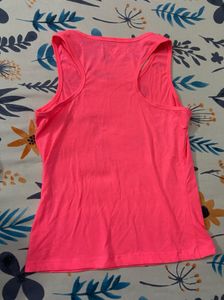 Pink Sleeveless Tank Top with white overtop