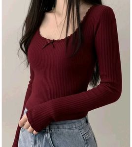 Savana Ribbed Burgundy Long Sleeve Top